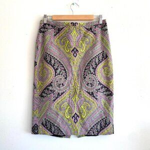 J. Crew Factory Paisley Pencil Skirt - Purple, Green, Yellow